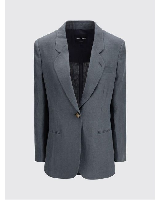 Giorgio Armani Gray Linen Single Breasted Blazer