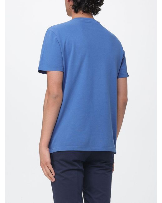 Brooksfield Blue Cotton Crew Neck T-Shirt With Logo for men