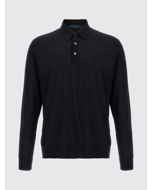 Kiton Blue Wool Knit Polo Shirt for men