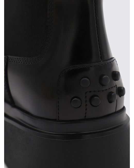 Tod's Black Leather Chelsea Ankle Boots