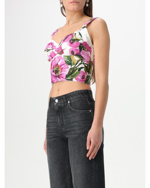 Dolce & Gabbana Pink Top With Flower Print