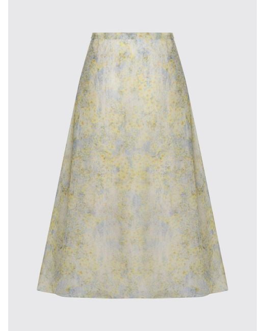 Alberta Ferretti Natural Organza Midi Skirt With Floral Print