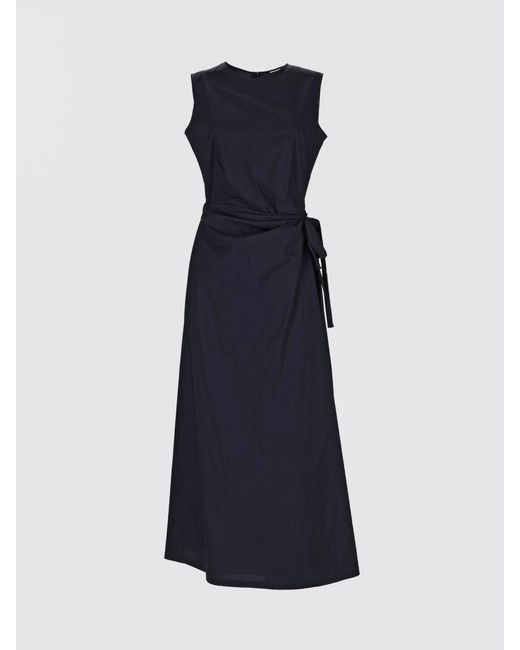 Aspesi Blue Cotton Poplin Wrap Dress