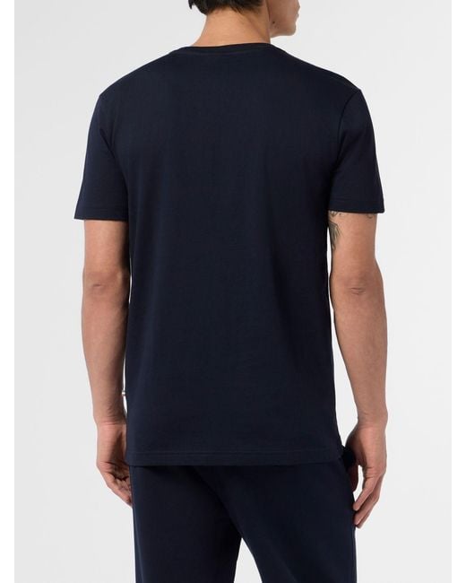 Billionaire Blue Slim Fit Cotton T-Shirt With Contrasting Logo On The Chest for men