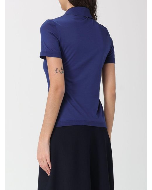 Max Mara Blue Silk Polo Shirt
