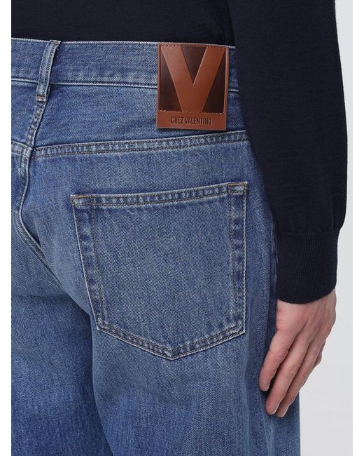 Valentino Blue Cotton Straight Jeans for men