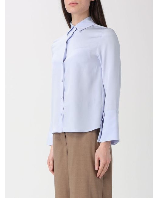 Max Mara Blue Classic Stretch Silk Shirt