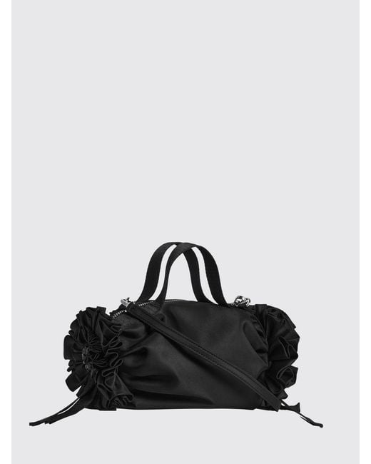 Simone Rocha Black Double Ribbon Nylon Handbag With Crystals And Bow