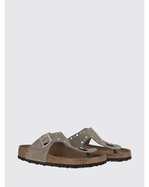 Birkenstock White Gizeh Rivet Suede Sandal With Studs
