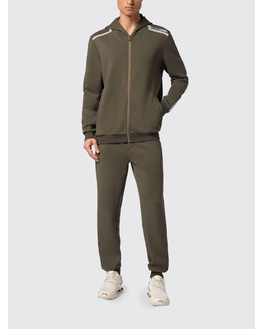 Philipp Plein Green Zip-Up Hooded Sweatshirt for men
