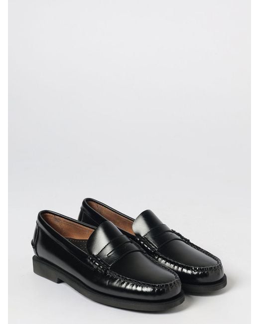 Sebago White Brushed Leather Penny Loafers With Saddle Strap And Raised Apron Toe for men