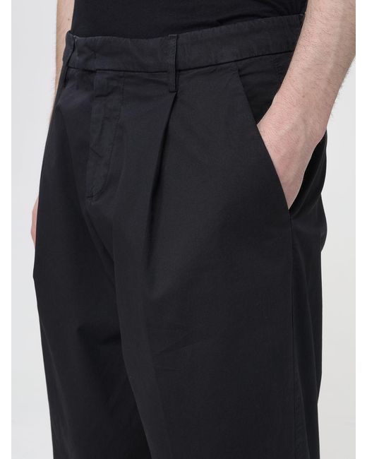 Dondup Black Cotton Straight Trousers for men