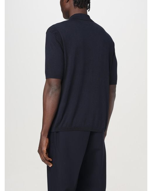 Emporio Armani Blue Short Sleeve Zip Polo Shirt for men