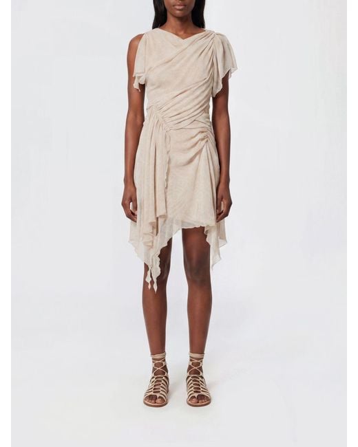 Isabel Marant Natural Trysha Asymmetric Silk Dress