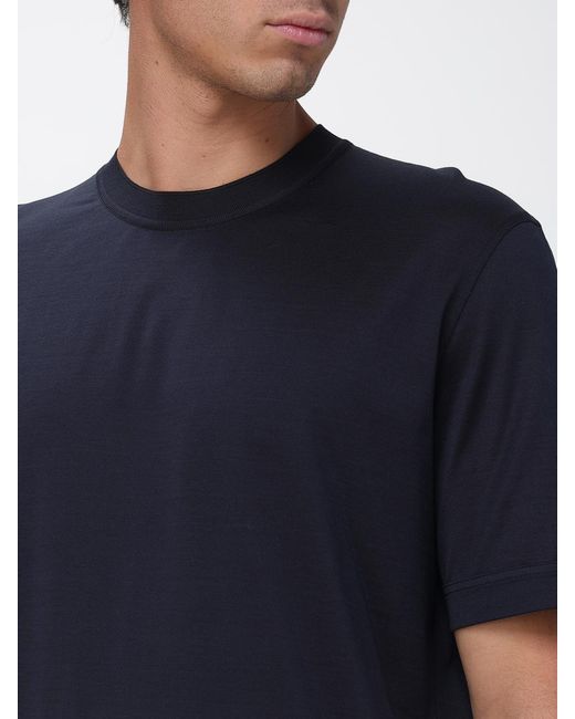 Zegna Blue Cotton And Silk T-Shirt for men
