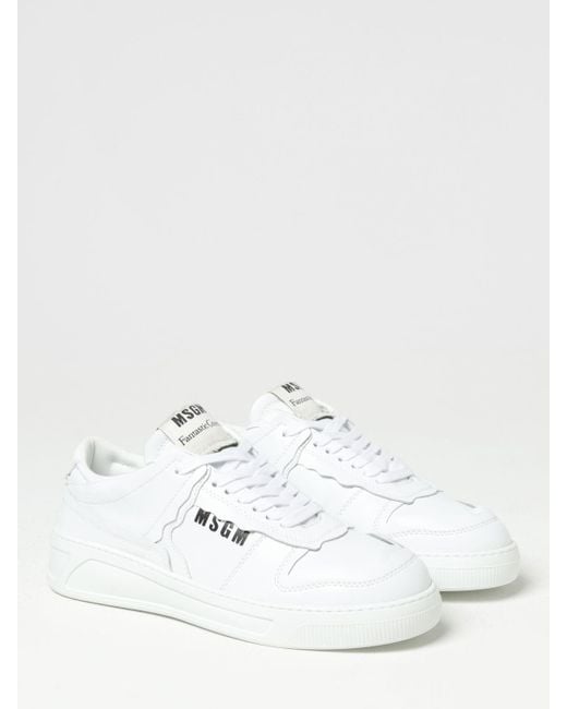 MSGM White Fantastic Green Sneakers In Recycled Synthetic Leather for men