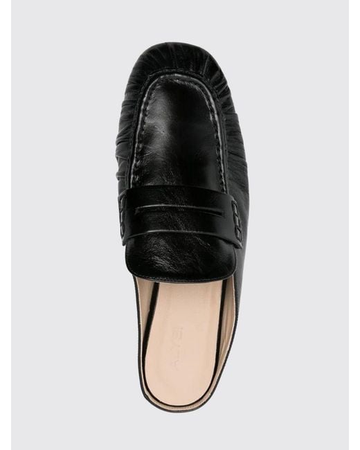 Alysi Black Ruched Leather Mules