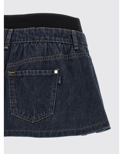 7 For All Mankind Blue Cotton Denim Mini Skirt