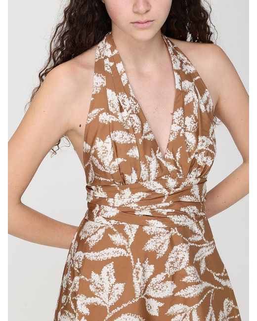 Max Mara Natural Printed Cotton Midi Dress