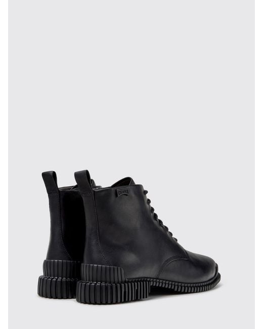 Camper Black Pix Lace-Up Calfskin Combat Boots With Xl Extralight Sole