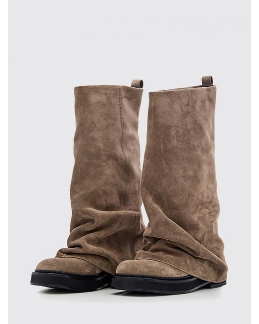 The Attico Brown Suede Robin Combat Boots