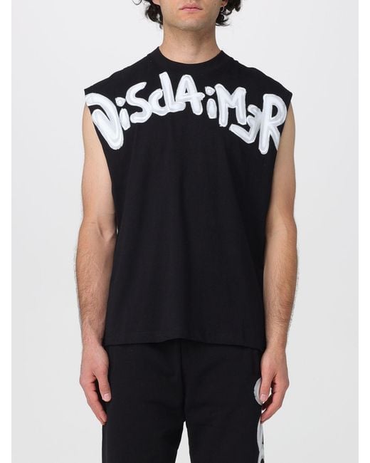 DISCLAIMER Black Cotton Tank Top With Logo for men