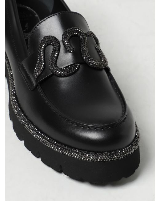 Rene Caovilla Black René Caovilla Morgana Leather Mocassins With Application
