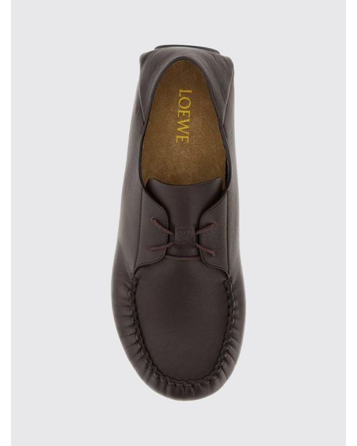 Loewe White Rambla Smooth Calfskin Driver Loafers With Round Toe for men
