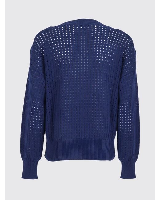 Kangra Blue Perforated Cotton V-Neck Knit