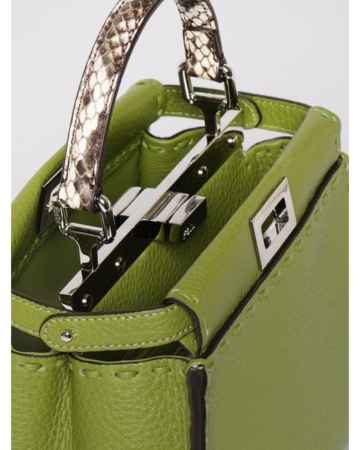 Fendi Green Peekaboo Roman Leather Bag