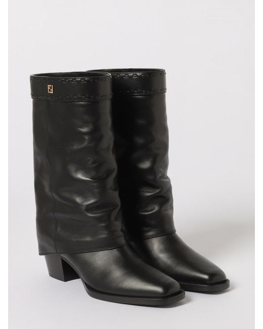 Fendi Black Ff Leather Boot