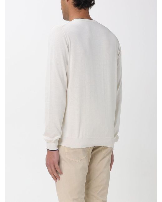 Fay White Cotton Crew Neck Pullover for men