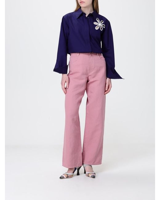 Fendi Blue Cotton Blend Shirt
