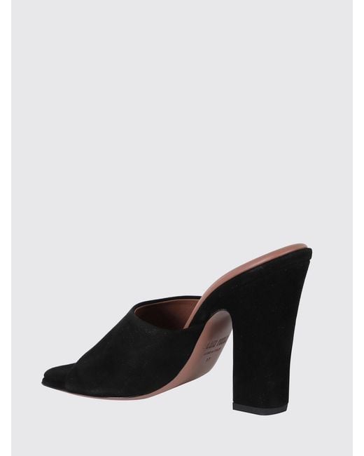 Paris Texas Black Suede High-Heeled Mules With Round Toe