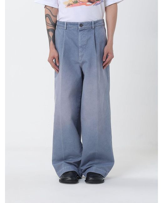 Marni Blue Cotton Wide-Leg Trousers for men