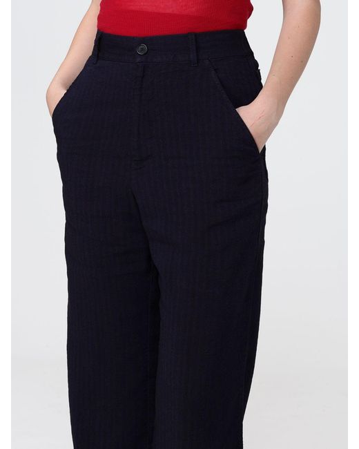 Barena Blue Wide-Leg Linen Blend Trousers
