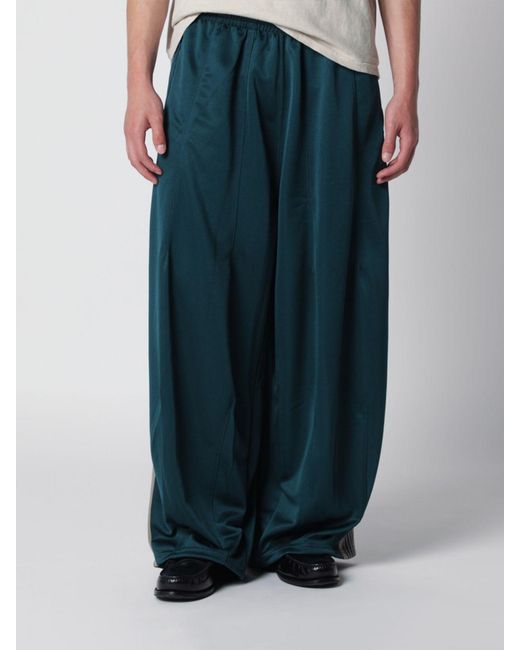 Needles Blue Wide-Leg Technical Fabric Trousers With Elasticated Waist for men