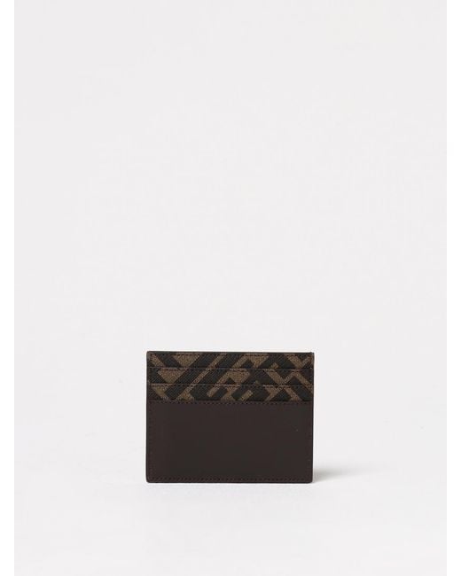 Fendi White Ff Squared Coated Cotton And Leather Card Holder for men