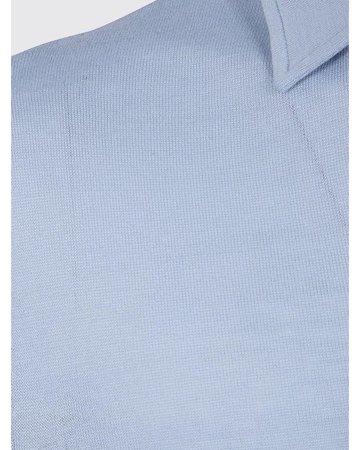Lardini Blue Knit Polo Shirt for men