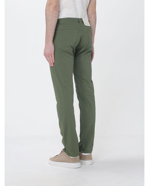 Brooksfield Green Cotton Slim Fit Trousers for men