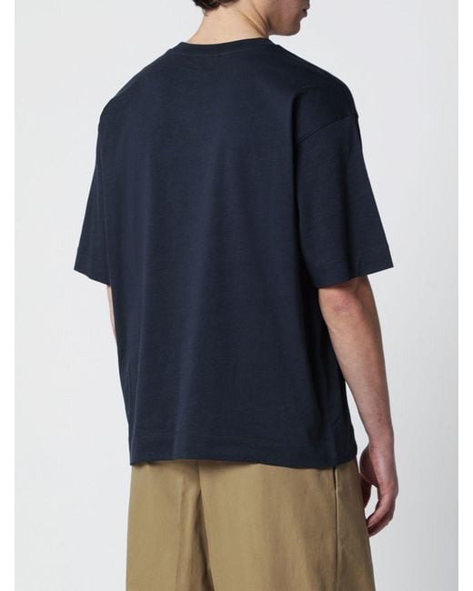 Dries Van Noten Blue Cotton T-Shirt for men