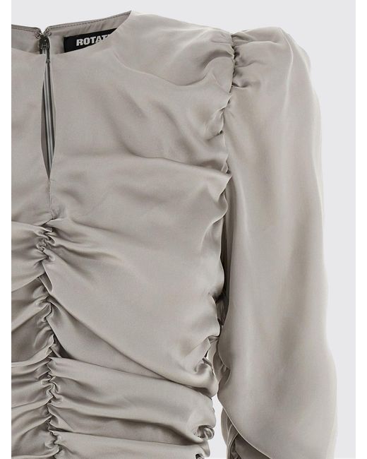 ROTATE BIRGER CHRISTENSEN Gray Draped Silk Dress