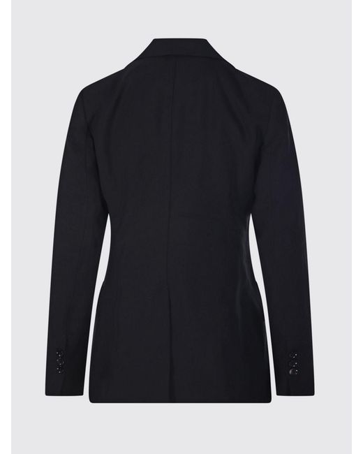 AMI Black Double-Breasted Linen Blend Blazer