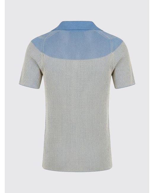 Vivienne Westwood Blue Slim Fit Striped Ribbed-Knit Polo With V-Neck And Orb Logo