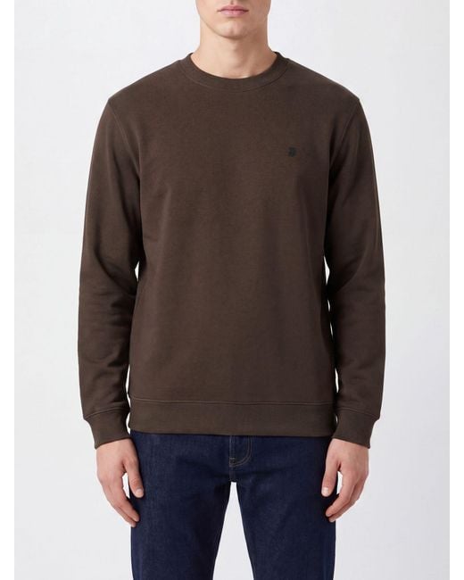 Dondup Brown Cotton Crewneck Jumper With Contrast Logo for men