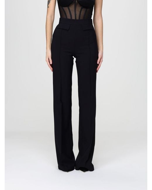 Elisabetta Franchi Black Crêpe Straight Trousers