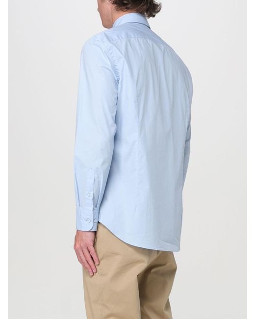 Camicia in popeline con logo ricamato di Etro in Blue da Uomo