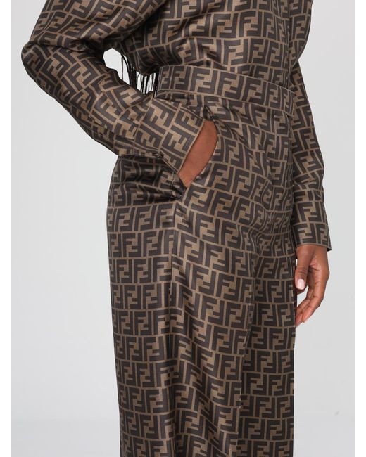 Fendi Brown Ff Silk Trousers