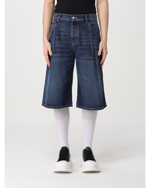 McQueen Blue Denim Bermuda for men