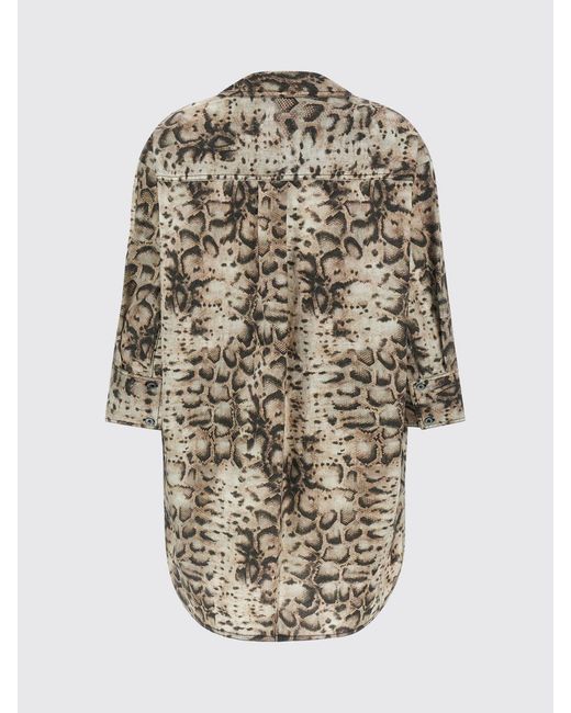 Pinko Natural Cotton Chemisier Dress With Snake Print